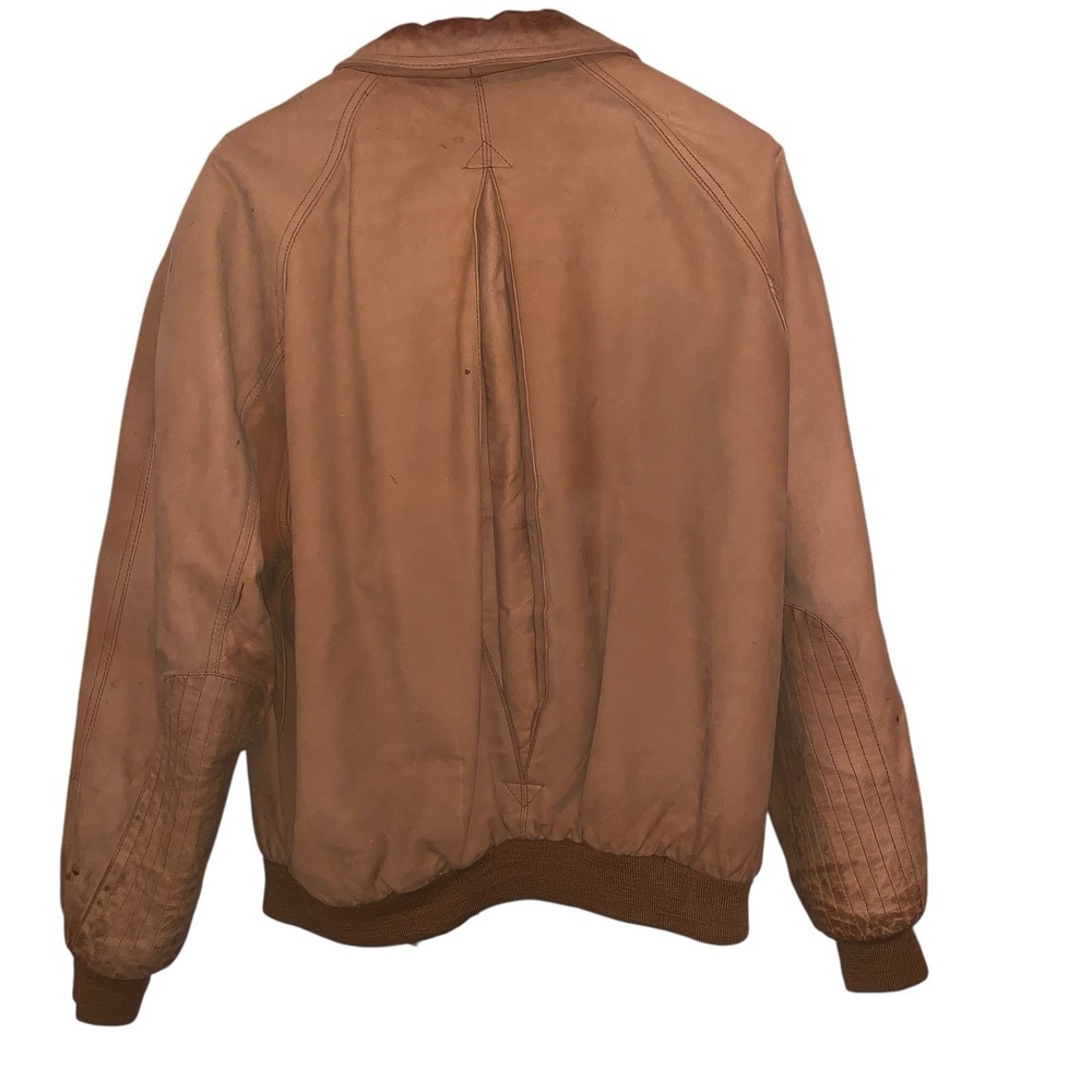 VTG Marlboro Adventure Team Genuine Leather Jacket Mens L Brown Map Lined 1990's - Picture 4 of 8